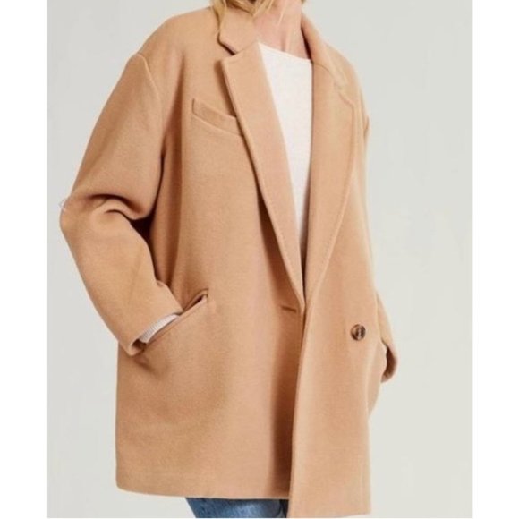 NakedCashmere Jackets & Blazers - NakedCashmere Sansa Wool Cashmere Oversized Jacket in Tan Camel Brown